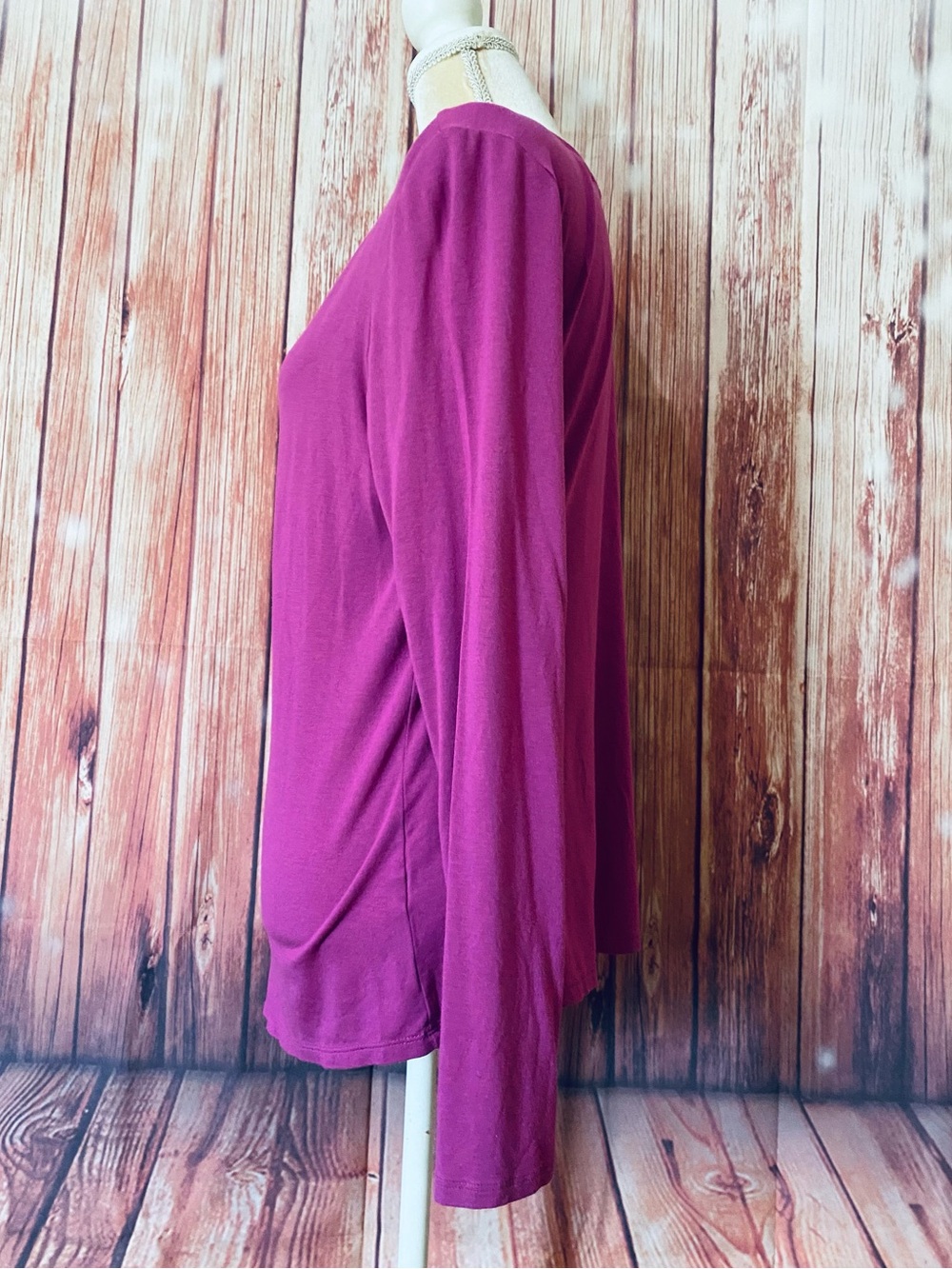 Women’s Large Blouse Cato Dark Pink Long Sleeves Round Neck Soft Stretch - Picture 7 of 11